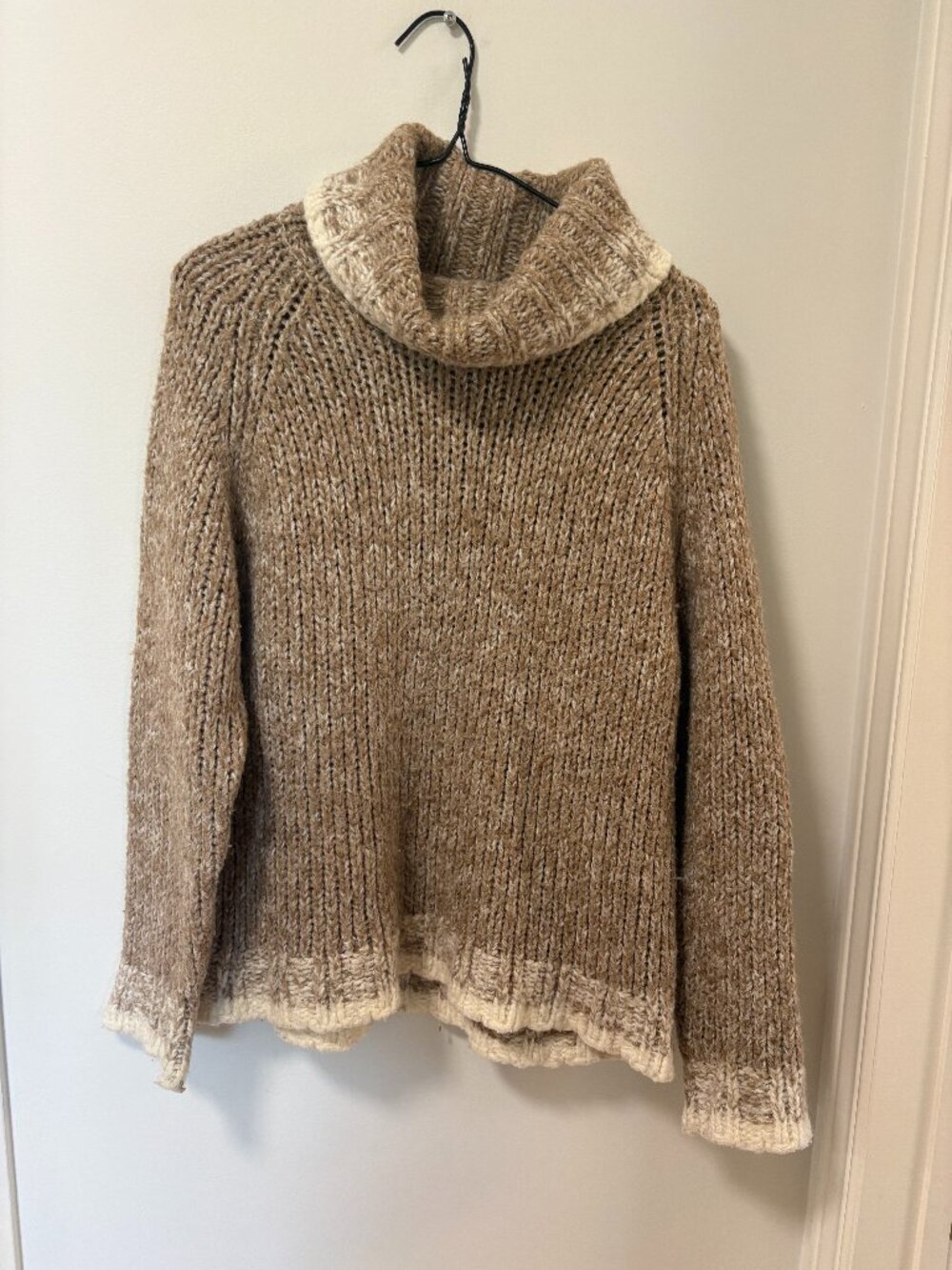 Vintage Faded Glory Tan Beige Turtleneck Sweater Wool Blend Size Small